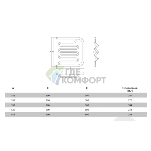 Полотенцесушитель Terminus Фокстрот Лиана 32/20 50x50 - фото 5
