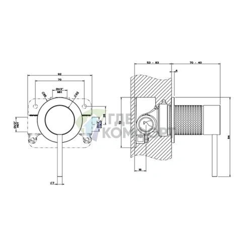 Встраиваемый смеситель GESSI 316: теплый бронзовый оттенок Brushed PVD (54419#726) - фото 2
