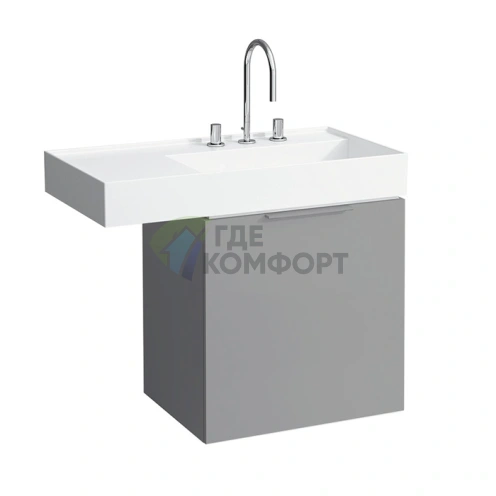 Тумба под раковину Laufen Kartell с выдвижным ящиком и сифоном, 595х455х615 мм, серый матовый (4.0755.1.033.634.1) - фото 1