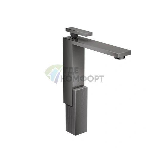 Смеситель для раковины AX Edge 280 с донным клапаном Push-Open, алмазная огранка, полированный черный (46031330) - фото 1