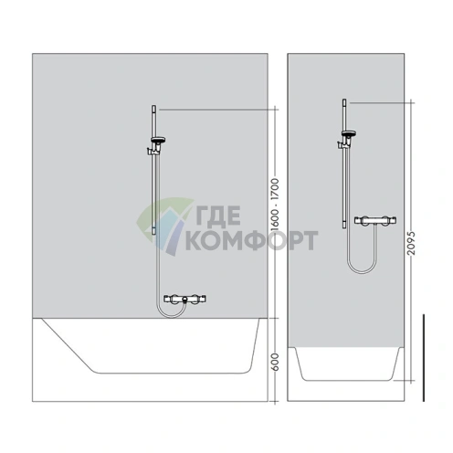 Душевой набор HG Raindance Select S с ручным душем 150 3jet и 90-сантиметровой штангой в цвете белый/хром (27803400) - фото 2