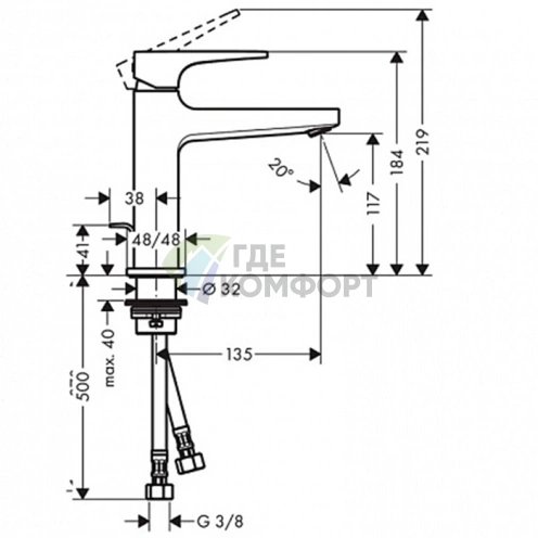 Смеситель для раковины Hansgrohe Metropol 100, хром (32506000) - фото 2