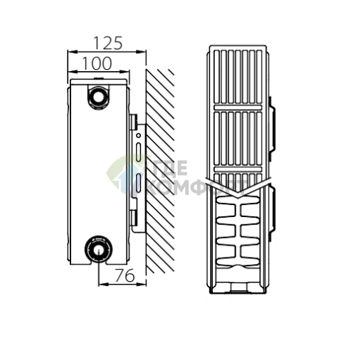 Радиатор стальной панельный Stelrad Compact 22 04 18 с боковым подключением - фото 6