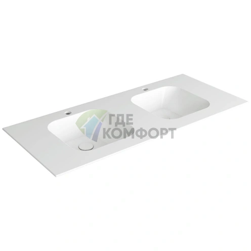 Раковина двойная SIMAS WAVE 120x50 см, белая, для врезки в столешницу - фото 1