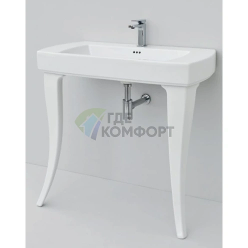 Раковина Artceram JAZZ подвесная 91 5х48см с 1 отв под смесительитель c креплением цвет белый матовый с ногами цвет белый матовый - фото 1