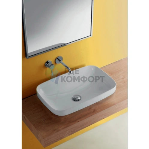 Полувстраиваемая-накладная раковина Kerasan Tribeca 60 см без отверстия, белая (514301) - фото 1