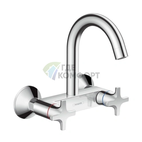 Смеситель для кухни настенный Hansgrohe Logis Classic с поворотным изливом (71286000) - фото 1