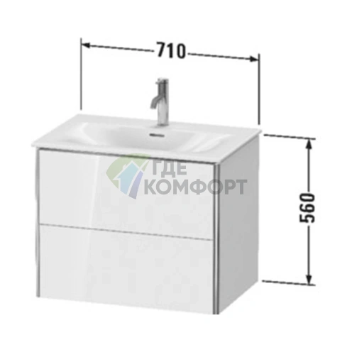 Тумба подвесная Duravit XSquare 234473 Stone Grey SaM, 560×710×478 мм, 2 ящика (XS432309292) - фото 2