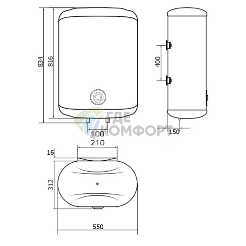 Водонагреватель накопительный электрический Royal Clima GEMMA Inox RWH-GI80-FS - фото 2