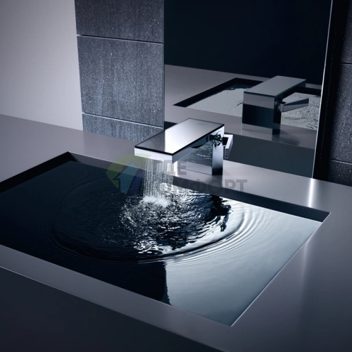 Стильный смеситель для раковины AX MyEdition 70 см (хром) со сливным гарнитуром (47012000) - фото 1