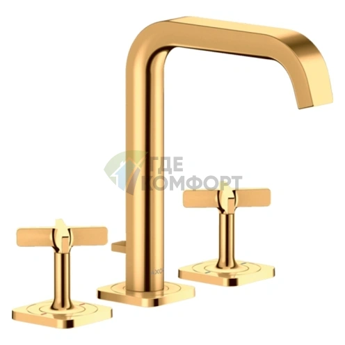 Смеситель для раковины AX Citterio E3, 3 отверстия, полированное золото (36108990) - фото 1