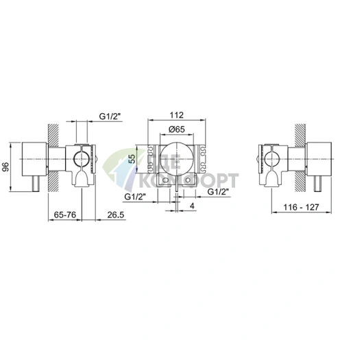 Внутренняя часть смесителя для душа Fantini: 1 источник, резьба 1/2 (17 00 A563A) - фото 2