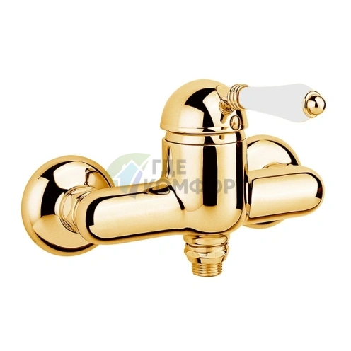 Однорычажный смеситель для душа Nicolazzi P.m. Blanc золото с белой керамической ручкой (3405GB76) - фото 1