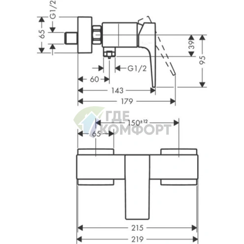 Смеситель для душа Hansgrohe Metropol настенный в хроме (32560000) - фото 2