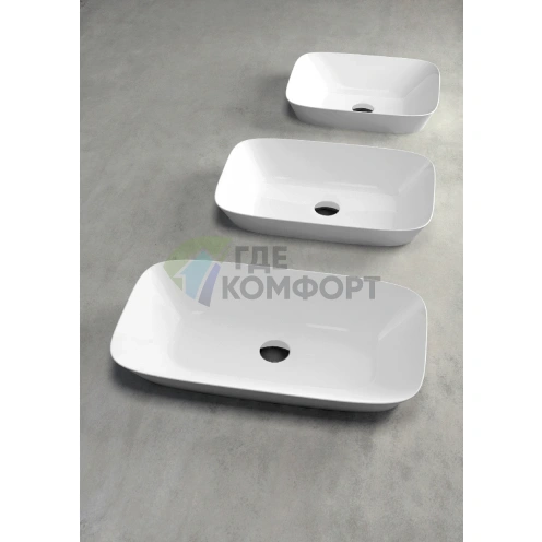 Накладная раковина AZZURRA PRUA 60x40 см без отверстия под смеситель, белая - фото 2