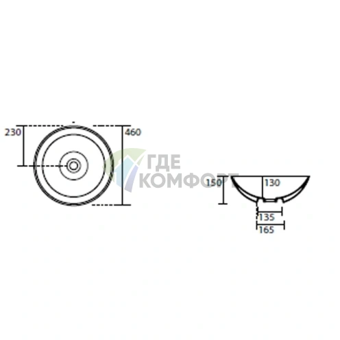 Накладная раковина Kerasan Ciotola С3 46x15 см без отверстий, Verde Muschio (430311 Verde muschio *0) - фото 2