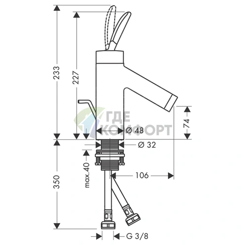 Смеситель для раковины AX Starck в цвете шлифованная медь (10010950) - фото 2