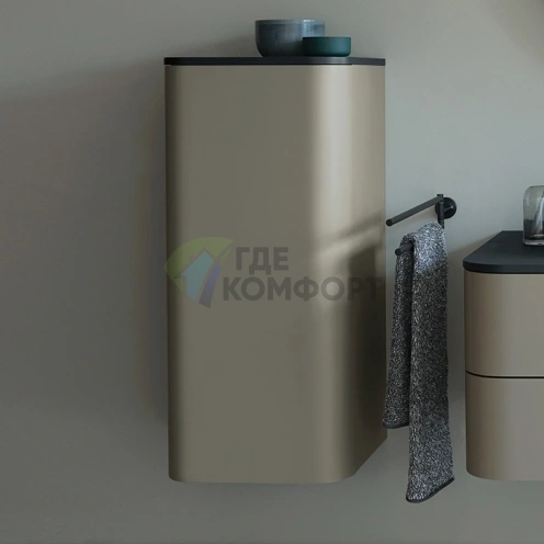 Пенал подвесной Duravit Happy D.2 Plus 880x400x360 мм, Stone Grey Satin Matt, с 2 стеклянными полками (HP1260L9292) - фото 1