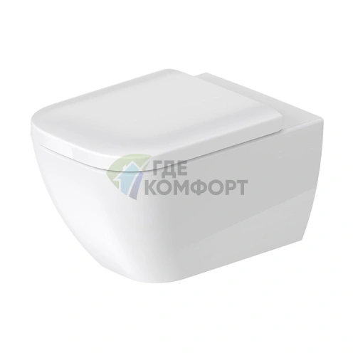 Унитаз подвесной Duravit Happy D.2 безободковый с системой крепления и антибактериальным покрытием, белый (2222092000) - фото 1