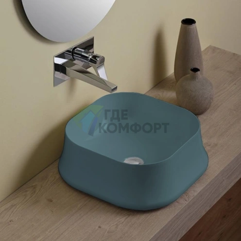 Раковина SIMAS SHARP 420х420 мм Navy matt для установки на столешницу - фото 1