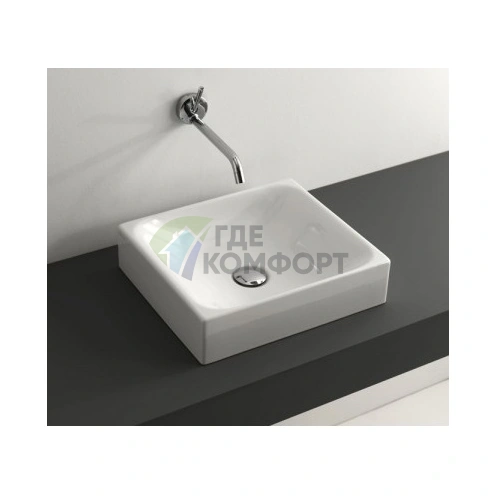 Раковина KERASAN Lavabi прямоугольная накладная 40х35 без отв цвет белый - фото 1