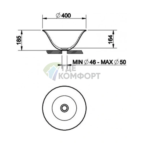 Раковина Gessi Goccia накладная керамическая 40 см, цвет платина - фото 2