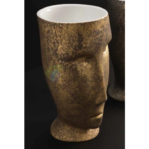 Раковина Kerasan Artwork свободностоящая MOLOCO с отверстием для слива в пол цвет белый-античное золото - фото 1