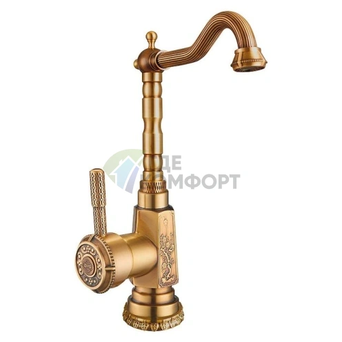 Стильный кухонный смеситель Zorg Antic A 306K-BR с поворотным изливом фото 1