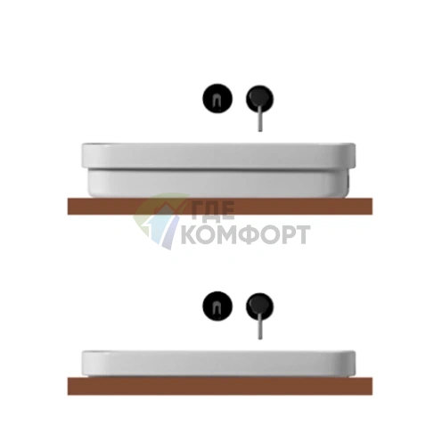 Полувстраиваемая-накладная раковина Kerasan Tribeca 60 см без отверстия, белая (514301) - фото 3