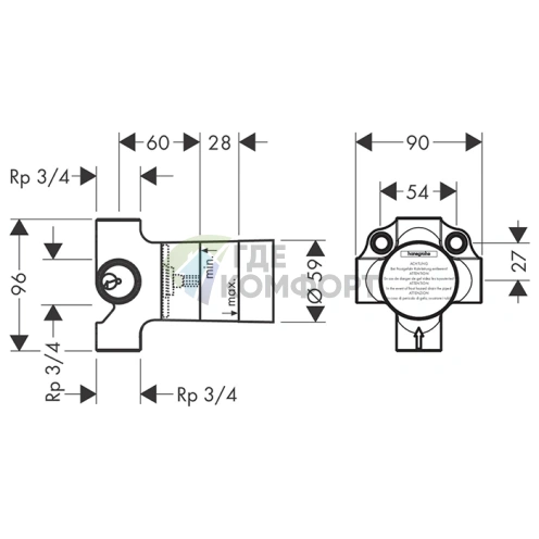 Вентиль переключающий HG Trio/Quattro S скрытого монтажа на 3 источника, 3/4 (15930180) - фото 2
