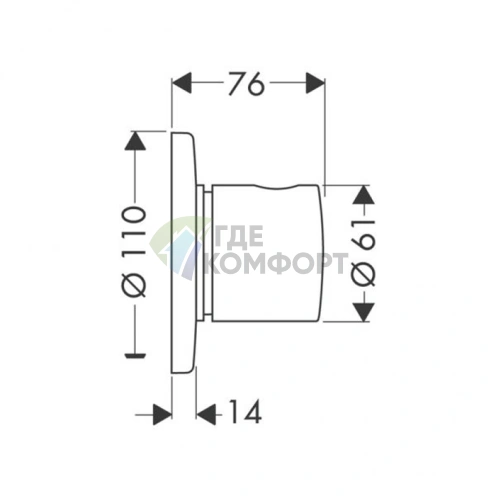 Встраиваемый запорно-переключающий вентиль Hansgrohe Trio/Quattro S на 3 позиции (хром) (15932000) - фото 2