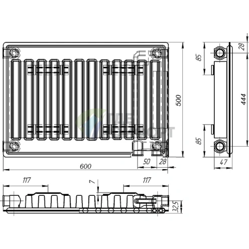 Радиатор стальной панельный Лидея ЛУ 11-506 с нижним подключением - фото 4