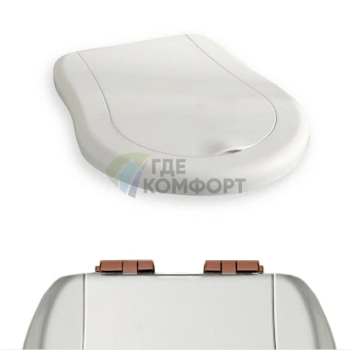 Сиденье для унитаза KERASAN Retro с микролифтом, цвет белый/бронза (108401) - фото 1