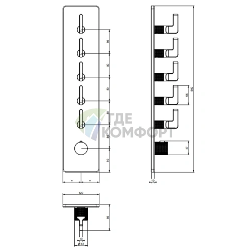 GESSI INCISO: Термостатический смеситель на 5 источников (хром) (58210#031) - фото 2