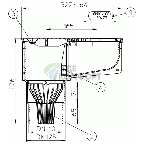 Трап HL660E уличный для отвода в ливневую канализацию воды от наружных ливнестоков - фото 3