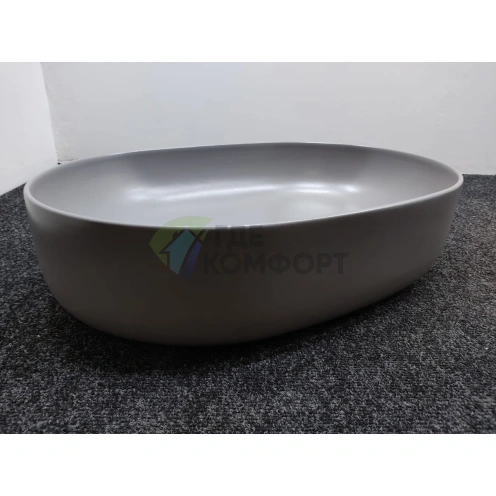 Накладная раковина Kerasan Nolita 60x40 см светло-серый без отверстия (534389) - фото 4