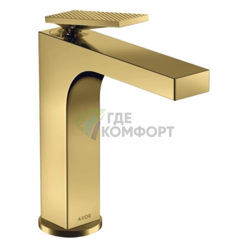 Смеситель для раковины AX Citterio 160 — незамерзающий слив, термостат, цвет полированное золото (39081990) - фото 1