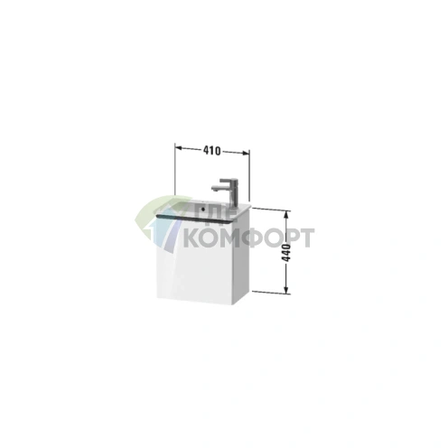 Подвесная тумбочка Duravit D-Neo, 440x410x274 мм, 1 дверца, белый высокоглянцевый (DE4259R2222) - фото 2