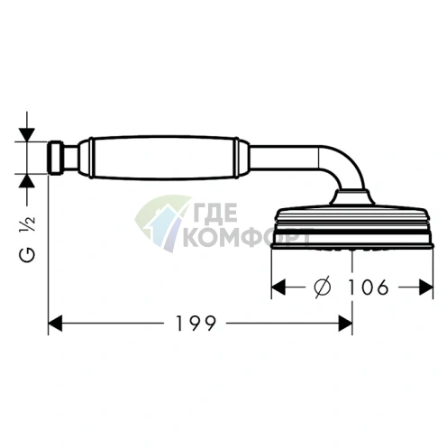 Ручной душ AX Montreux 100 мм, 1 струя, белая рукоятка, шлифованная медь (16320950) - фото 2