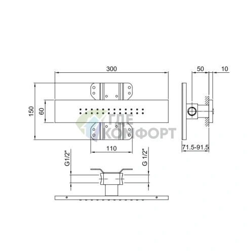 Нерегулируемая боковая форсунка для душа Fantini Milano Matt Gun Metal PVD (86 P5 8034B) - фото 2