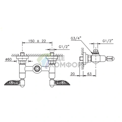 Смеситель для душа Nicolazzi Liberty без шланга и лейки, хром (1025CR16) - фото 2
