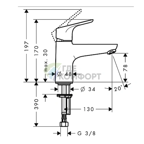 Смеситель Hansgrohe Focus Monotrou для борта ванны, хром (31931000) - фото 2