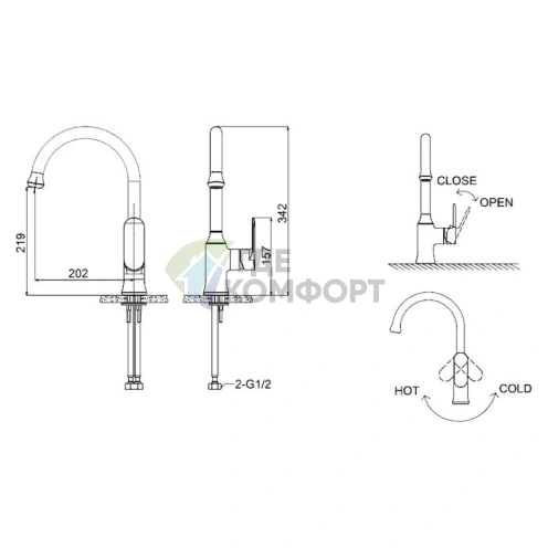 Смеситель для кухни Bravat Opal F7125183CP с выдвижной лейкой и керамическим картриджем - фото 2