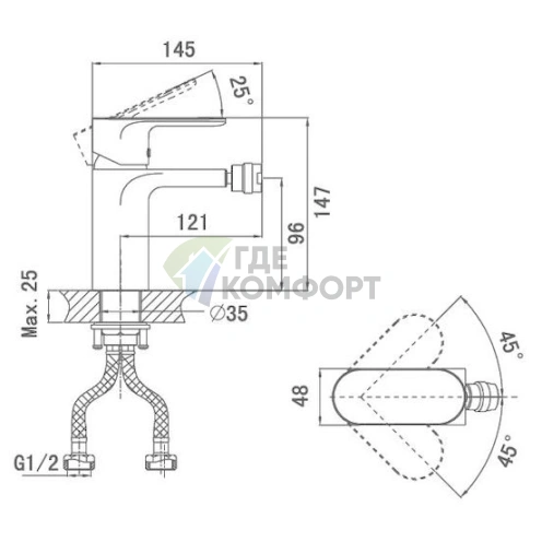 Смеситель для биде D K Durer Bayern DA1252201 - фото 2