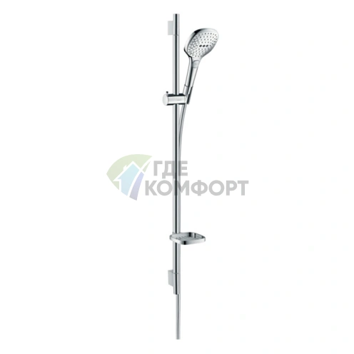 Душевой набор HG Raindance Select E с технологиями RainAir и WhirlAir, EcoSmart, в комплекте: штанга 900 мм, ручной душ 120 мм, мыльница, цвет хром (26623000) - фото 1