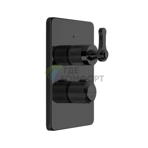 GESSI VENTI20 Настенный термостатический смеситель с переключателем на 3 положения, матовый черный (65137#299) - фото 1