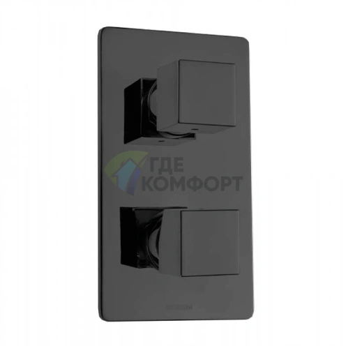 Встраиваемый смеситель для душа Bossini Cube с девиатором 5-в-1, черный матовый (Z00062.073) - фото 1