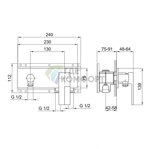 Смеситель для душа Fantini AR/38 встраиваемый хром (без ручки) (38 02 E288SB) - фото 2