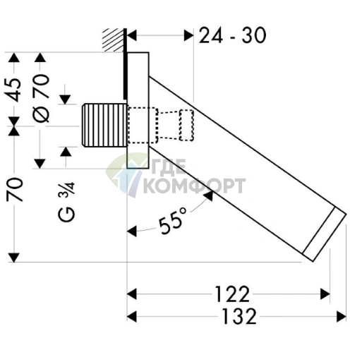 Излив для ванны AX Starck настенный, 122 мм, хром (10410000) - фото 2