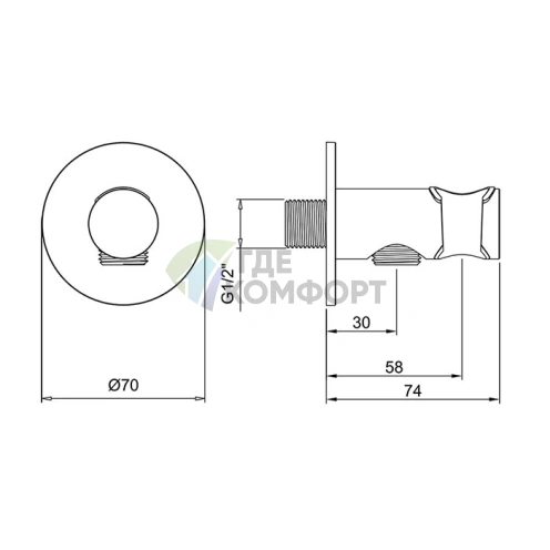 Душевое подключение Almar ROUND с держателем и круглым отражателем, хром (E095037.CR) - фото 2